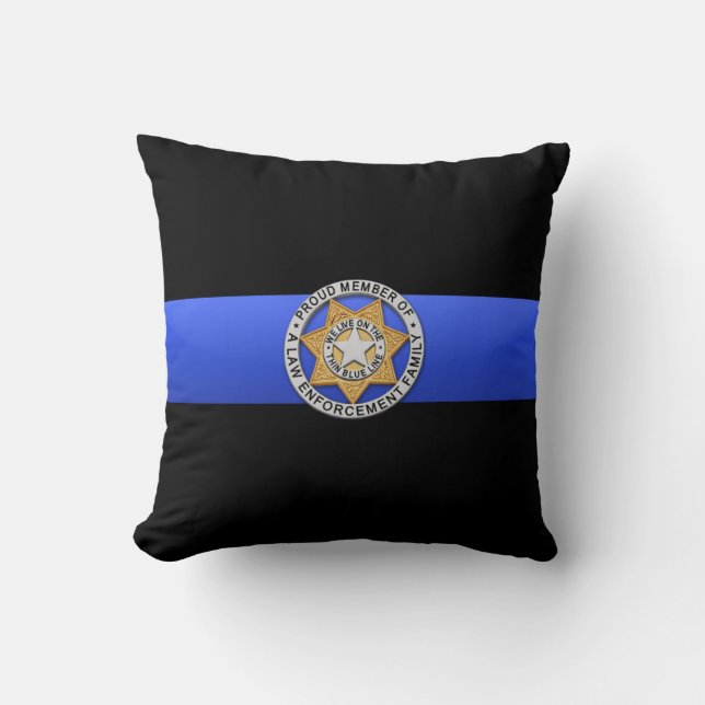 Thin Blue Line Throw Pillow (Front)