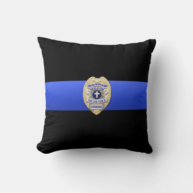 Thin Blue Line Throw Pillow (Front)