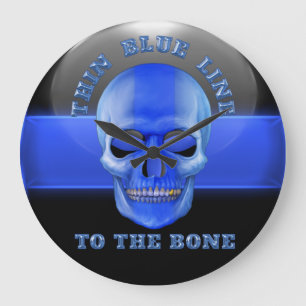 Thin Blue Line to the Bone Large Clock