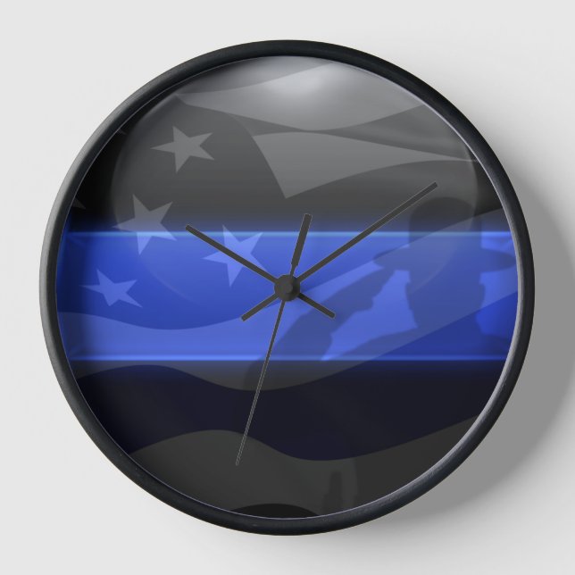 Thin Blue Line Trooper Flag Salute Clock (Front)