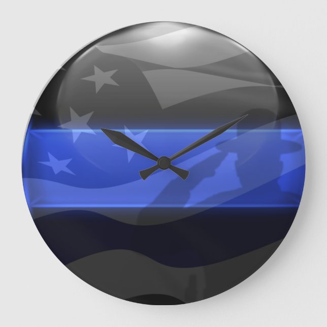 Thin Blue Line Trooper Flag Salute Large Clock (Front)