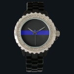 Thin Blue Line Watch<br><div class="desc">The Thin Blue Line is a colloquial term for police forces. It may refer to the police as a "line" standing between good and evil (citizens and perpetrators), or may refer to the "line" that separates the police as in in-group from everyone else (with positive, negative or mixed connotations, depending...</div>