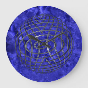 Thin Blue Line Wire Globe Large Clock