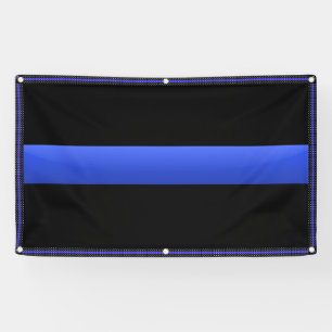 Thin Blue Line With Star Border Banner