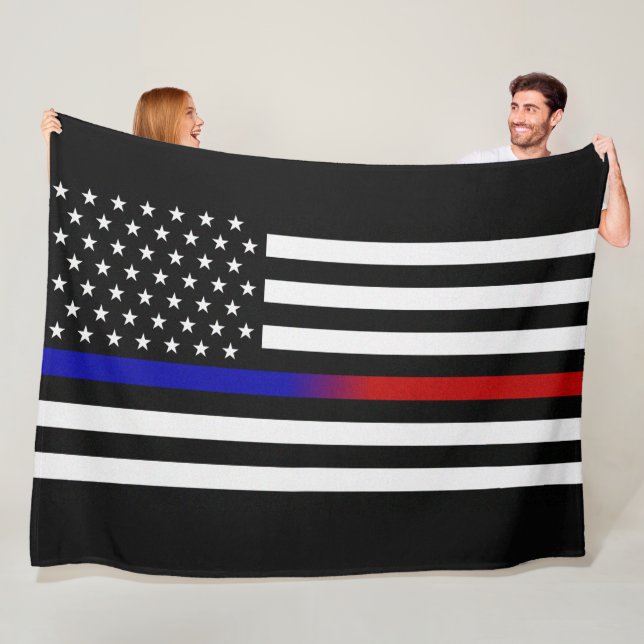 Thin Blue/Red Line Flag Fleece Blanket (In Situ)