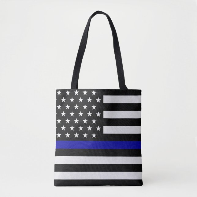 Thin Blue/Red Line Flag Tote Bag (Front)