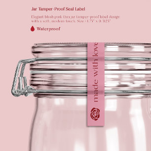Thin Blush Pink Jar Tamper-Proof Seal Label  
