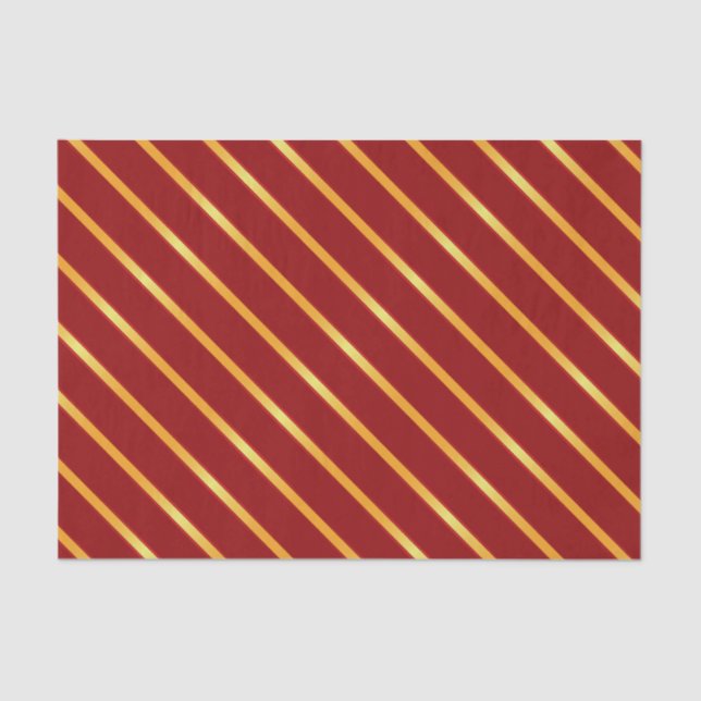 Thin Bright Gold Metallic Diagonal Stripes Tissue Paper (Front)