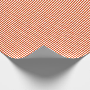 Thin Bright Orange and White Stripes Wrapping Paper
