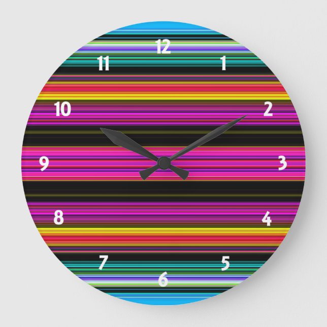 Thin Colorful Stripes - 2 Large Clock (Front)