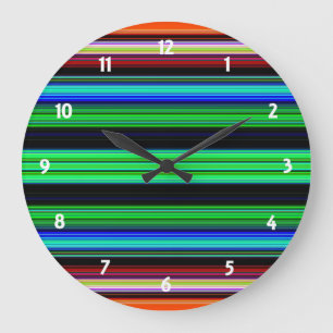 Thin Colourful Stripes - 1 Large Clock