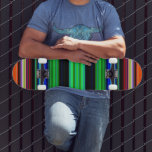 Thin Colourful Stripes - 1 Skateboard<br><div class="desc">Custom design product with a colourful pattern. Personalize this template with your artwork. Transfer this design to any item.</div>