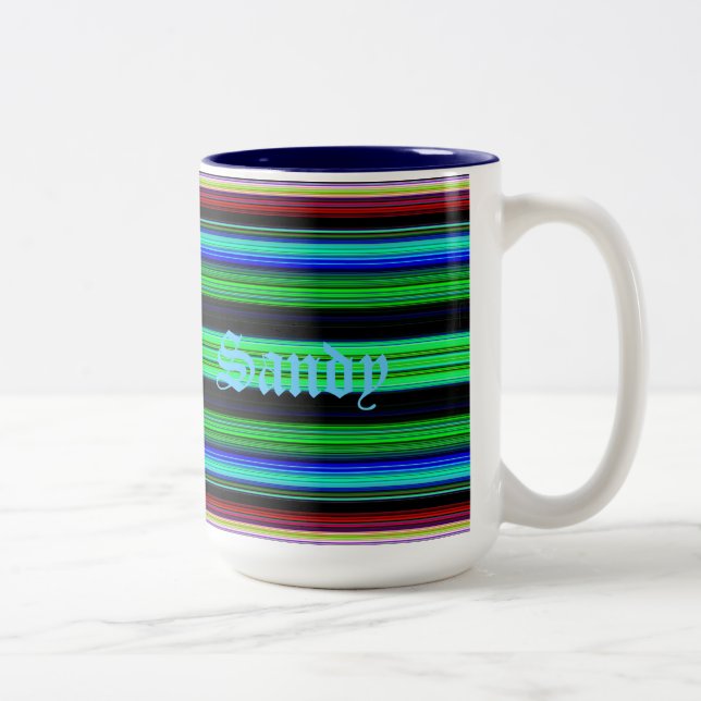 Thin Colourful Stripes - 1 Two-Tone Coffee Mug (Right)