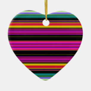 Thin Colourful Stripes - 2 Ceramic Ornament