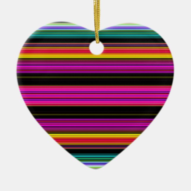Thin Colourful Stripes - 2 Ceramic Ornament (Front)