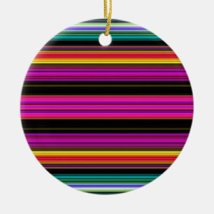Thin Colourful Stripes - 2 Ceramic Ornament
