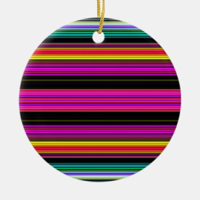 Thin Colourful Stripes - 2 Ceramic Ornament (Front)
