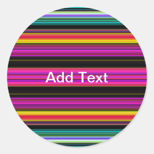 Thin Colourful Stripes - 2 Classic Round Sticker