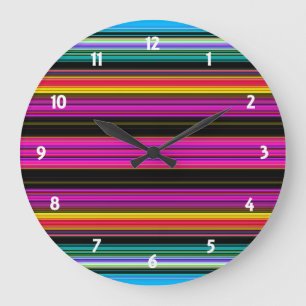 Thin Colourful Stripes - 2 Large Clock