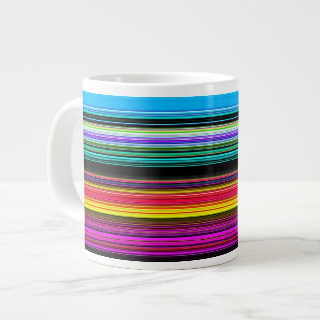 Thin Colourful Stripes - 2 Large Coffee Mug (Front Left)