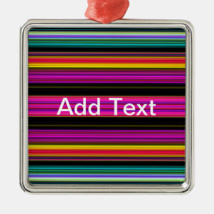 Thin Colourful Stripes - 2 Metal Ornament