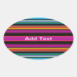 Thin Colourful Stripes - 2 Oval Sticker