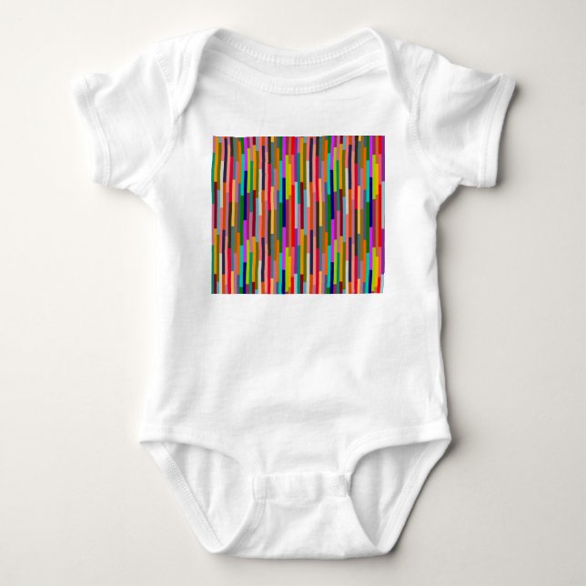 Thin Colourful Stripes  Baby Bodysuit (Front)