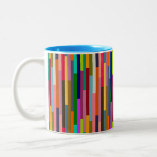 Thin Colourful Stripes  Two-Tone Coffee Mug
