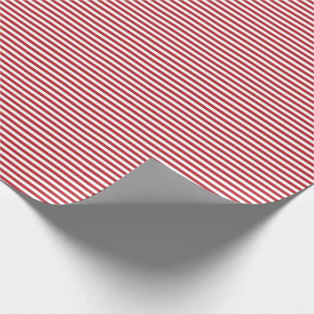 Thin Dark Red and White Stripes Wrapping Paper (Corner)