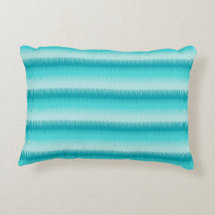 Thin dogtooth pattern blue teal aqua pillow