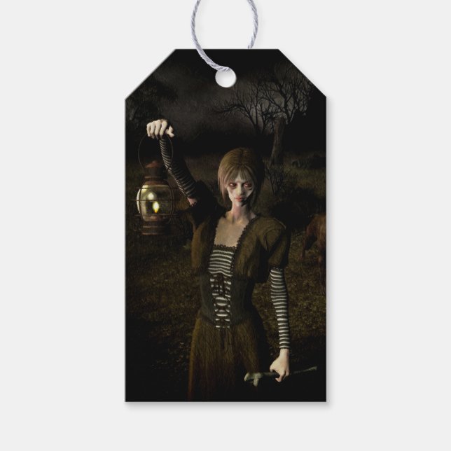 Thin female carrying lamp gift tags (Front)