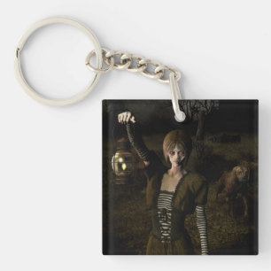 Thin female carrying lamp keychain