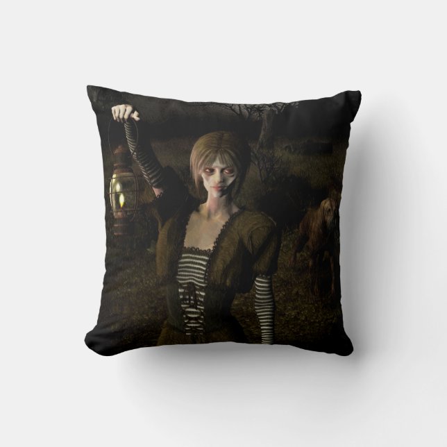 Thin female carrying lamp throw pillow (Front)