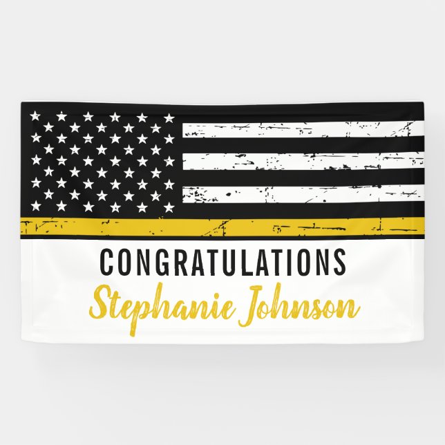 Thin Gold Line 911 Police Dispatcher Party Banner (Horizontal)