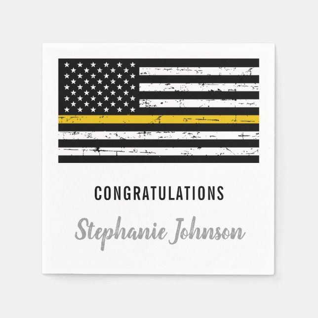 Thin Gold Line 911 Police Dispatcher Party Napkin (Front)