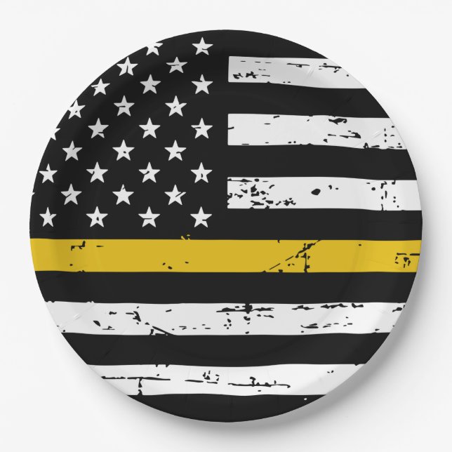 Thin Gold Line 911 Police Dispatcher Party Paper Plate (Front)