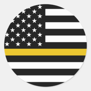 Thin Gold Line American Flag Classic Round Sticker
