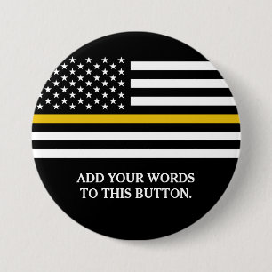 Thin Gold Line American Flag Custom Text 3 Inch Round Button