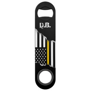 Thin Gold Line American Flag Personalized Bar Key