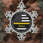Thin Gold Line Custom Golden Glue 911 Dispatcher  Snowflake Pewter Christmas Ornament<br><div class="desc">The Golden Glue That Holds It All Together. Personalized Thin Gold Line Ornament for 911 dispatchers and police dispatchers. Personalize this dispatcher ornament with name and year. This personalized dispatcher gift is perfect for police dispatcher appreciation, 911 dispatcher thank you gifts, and dispatcher retirement gifts or party favours. Order these...</div>