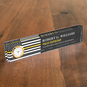 Thin Gold Line Dispatch Flag Custom Desk Nameplate