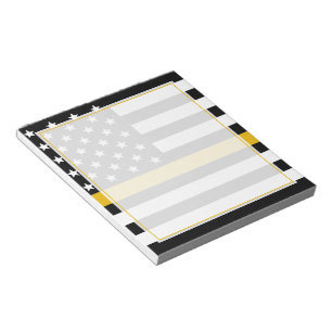 Thin Gold Line Flag 911 Emergency Dispatcher  Notepad