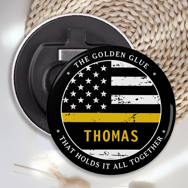 Thin Gold Line Personalized 911 Dispatcher Bottle Opener (Creator Uploaded)