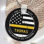 Thin Gold Line Personalized 911 Dispatcher Keychain<br><div class="desc">The Golden Glue That Holds It All Together. Personalized Thin Gold Line Keychain for 911 dispatchers and police dispatchers. Personalize this dispatcher keychain with name. This personalized dispatcher gift is perfect for police dispatcher appreciation, 911 dispatcher thank you gifts, and dispatcher retirement gifts or party favours. Order these dispatchers gifts...</div>