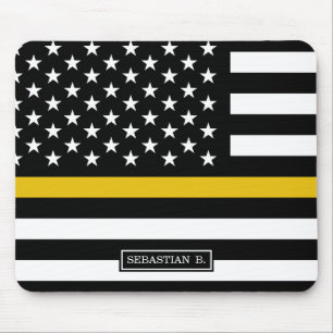 Thin Gold Line Police Dispatcher American Flag Mouse Pad