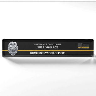 Thin Gold Line Police Officer Department Logo Nameplate