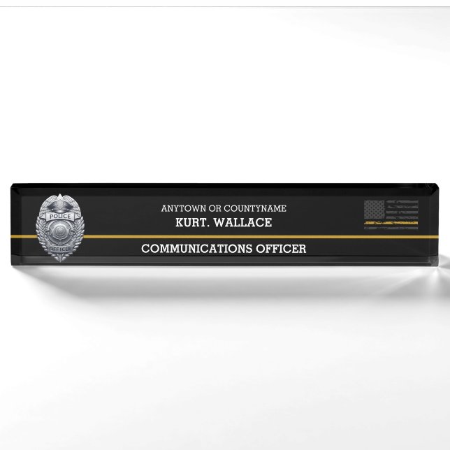 Thin Gold Line Police Officer Department Logo  Nameplate (Front)