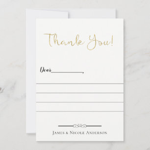 Thin Gold Modern Script Full Photo Thank You Card