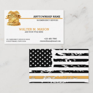 Thin Golden Line 911 Dispatch Custom  Business Card