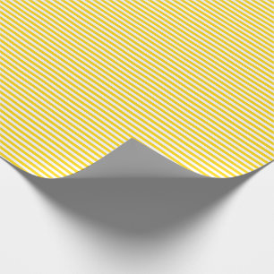 Thin Golden Yellow and White Stripes Wrapping Paper